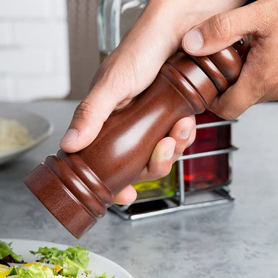 Wooden Pepper Mill 6 inch Tall - Best Pepper Grinder (1 Pc)