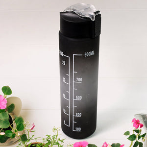 Plastic Black Motivational Water Bottle with Straw (900 ML)