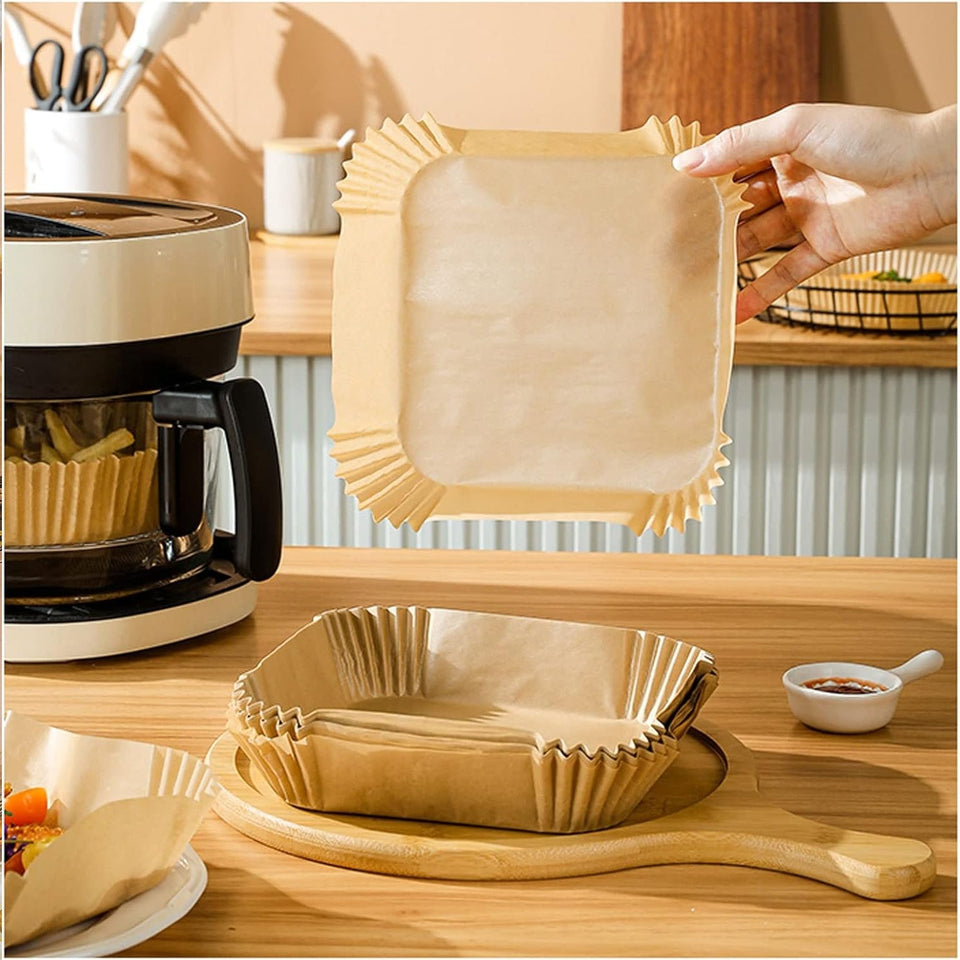 Square Air Fryer Disposable Paper Liner  (50 Pcs Set / 160mmx45mm)