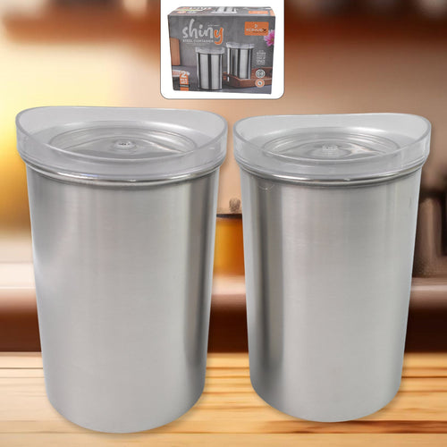 Multipurpose Stainless Steel Airtight Containers with See Through Lid (2 Pc Set / 1000 ML)