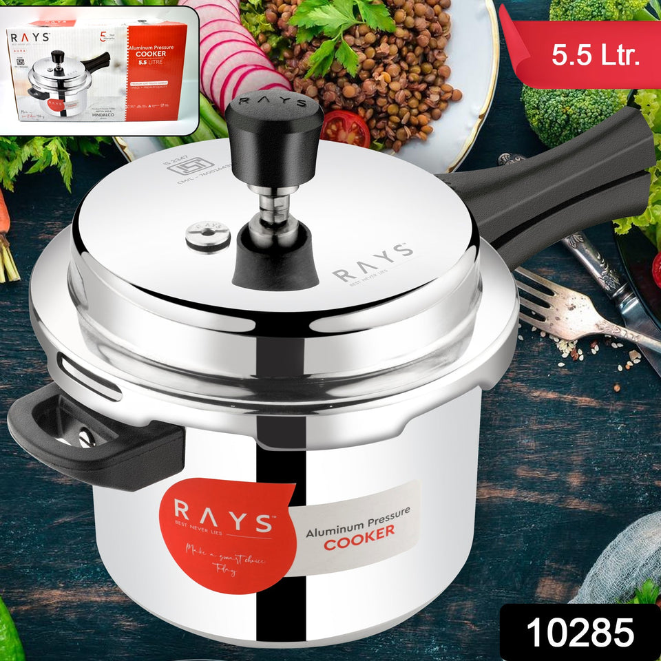 Aluminium Rays Aura Pressure Cookers With Outer Lid (5.5 Litres / 5-Year warranty)