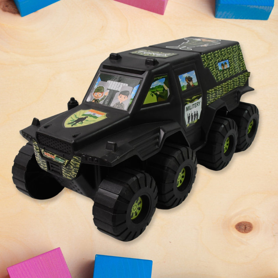 Big Military 8-Wheel Plastic Car Toy (1 Pc)