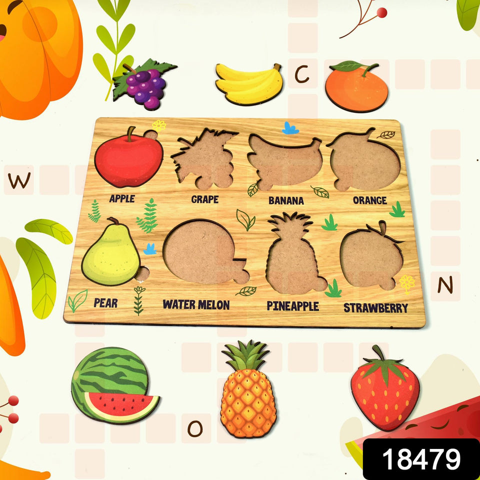 Wooden Fruits Puzzle Learning Educational Board (1 Set / 28×20 Cm)