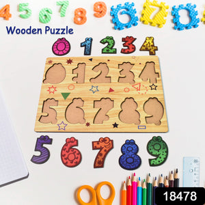 Wooden Number Puzzle Learning Educational Board (1 Set / 28×20 Cm)