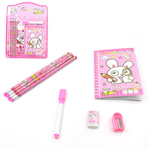 Kids' Stationery Kit: Wooden Pencils, Sharpener, Eraser, Diary (8 Pc Set)