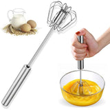 Big Stainless Steel Egg Whisk, Hand Push Rotary Whisk Blender (1 Pc / 35 Cm)