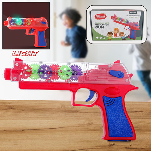 Plastic Gear Simulation Toy Gun for Kids, Pretend Play Gun Toys with 3D Flashing Lights and Exciting Music, Electric Laser Toy Guns with Rotating Gear Mechanism, Toy for Birthday Gift for Kids 3+ Years (Pack of 1)