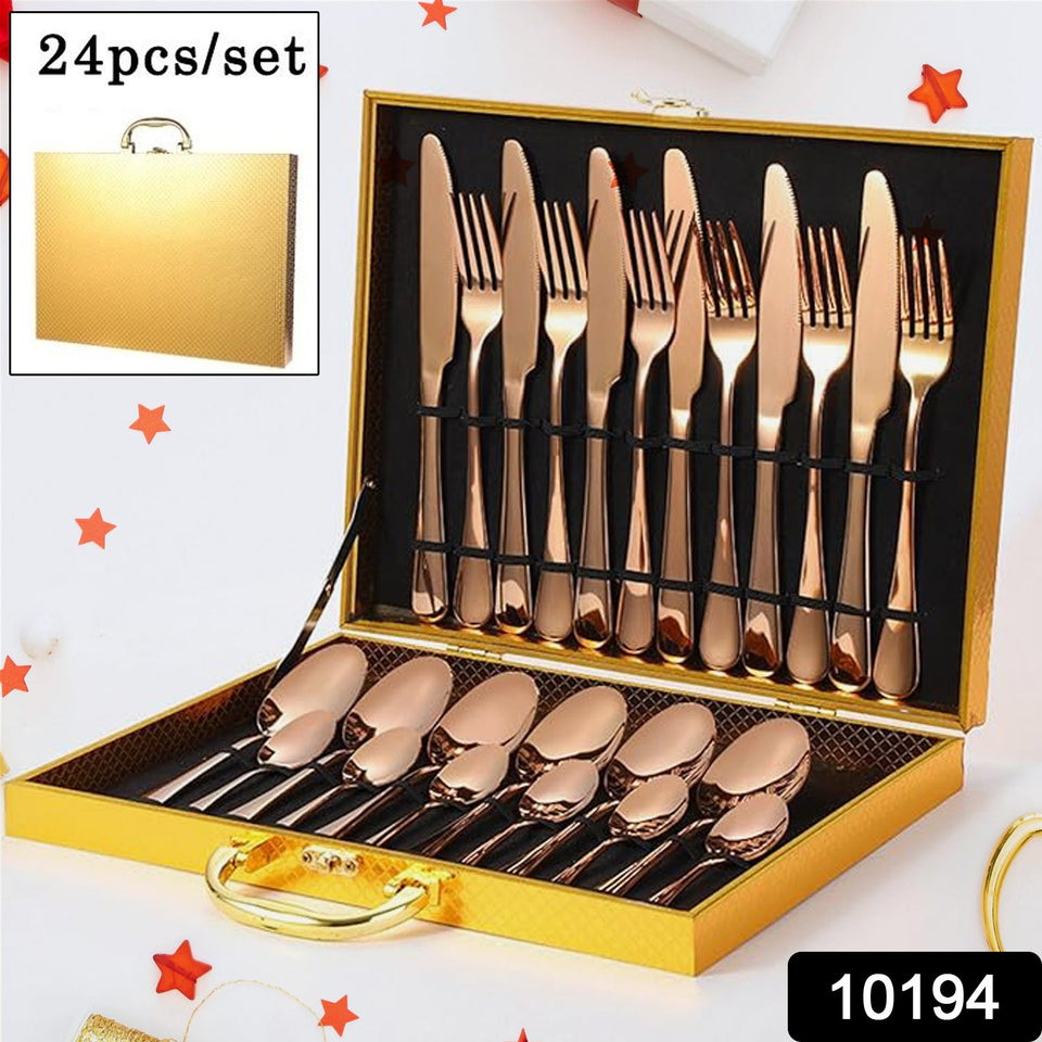 Kitchen Tableware / Flatware Sets Kitchen Forks Spoons with Gift Box (24 Pcs Set)