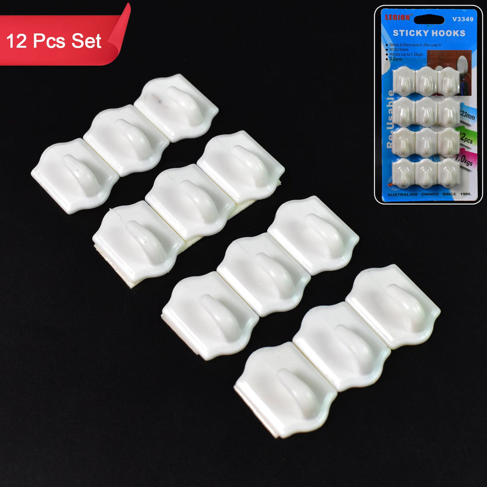 Small Adhesive Hooks for Wall Hanging Adhesive Hooks (12 pcs Set)