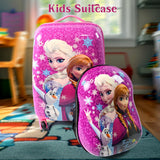 Kids Travel Suitcase with 4 Wheels (2 Pcs Set / 1 Big & 1 Small Shoulder Bag / Mix Design & Color)