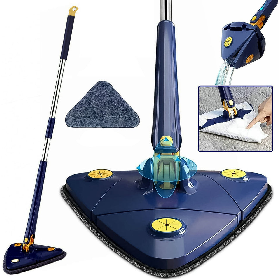 360° Rotatable Mop Triangle Mop with Long Handle (1 Pc / 113 Cm)