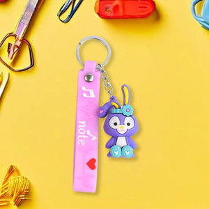 Cute Cartoon Silicone 3D Key Chain with Metal Hook & Strap (Pack of 1)