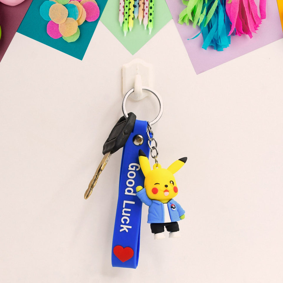 Cute Silicone 3D Key Chain with Metal Hook & Strap (Pack of 1)