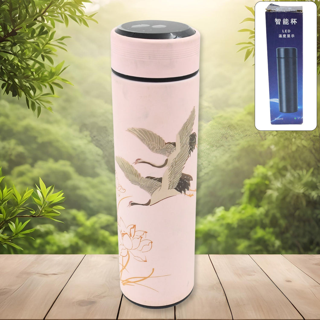 Printed Smart Vacuum Insulated Water Bottle with LED Temperature Display (1 Pc / 500 ML Approx / Multicolor)