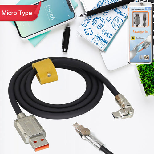 Type Micro Fast Charging Silicone Cable 180°Rotating (120 W / 1 Pc)