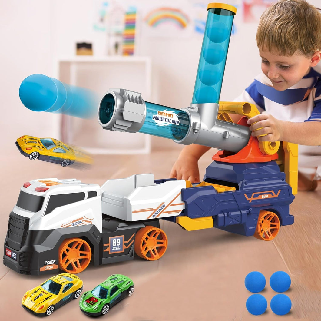 Large Truck Toys Include 2 Racing Cars+4 Ball, with Light & Sounds (Battery Not Included)