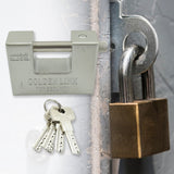 94mm Stainless Steel Padlock: Rectangular, Hardened Steel, 5 Keys