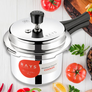 Aluminium Rays Aura Pressure Cookers With Outer Lid (1.5 Litres / 5-Year warranty)