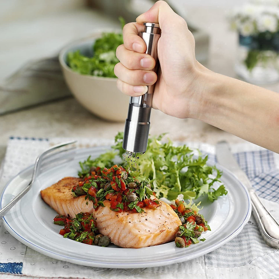 Stainless Steel Thumb Presser Salt and Pepper Grinder (1 Pc)