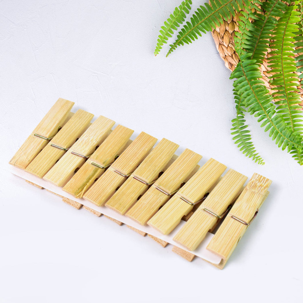 Heavy Duty Bamboo Wooden Cloth Clips / Pegs (10 Pcs Set)