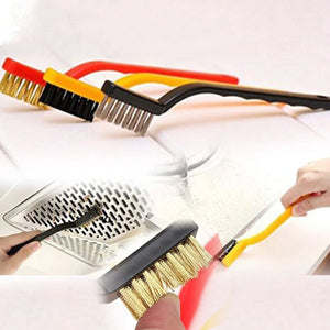 3 Pc Mini Wire Brush Set for cleaning (Brass, Nylon, Stainless Steel Bristles)