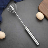 Medium Stainless Steel Egg Whisk, Hand Push Rotary Whisk Blender (1 Pc / 30 Cm)