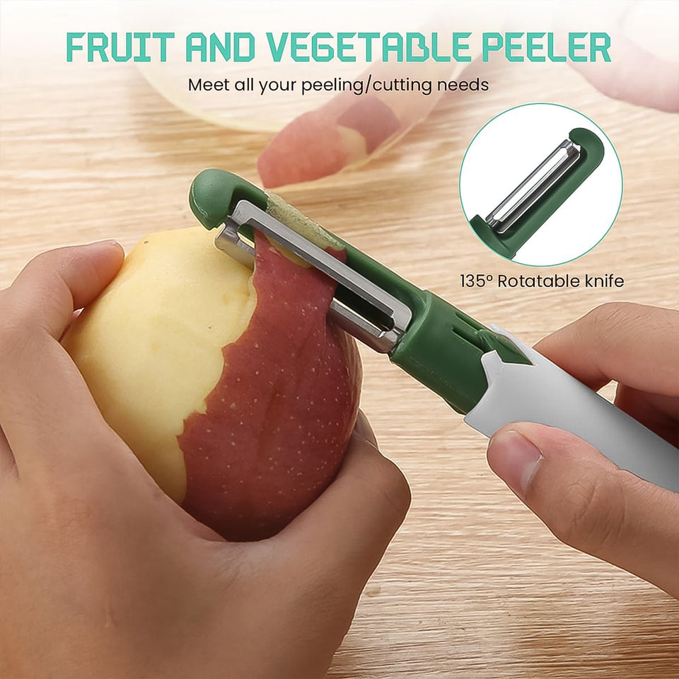 2 in 1 Knife, Multifunctional peeler Two in one fruit knife, fruit and vegetable cutting knife+sawtooth peeler, apple, carrot, potato, fruit slice antiskid