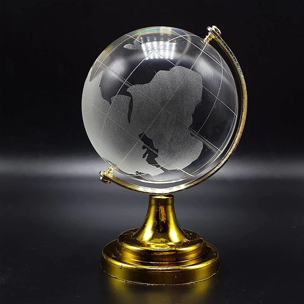 Crystal Globe / World Map 50 mm with Golden Stand (1 Pc)