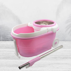 Spin Mop with Bucket for Floor Cleaning - Magic Mop Set with Steel Spin, Mop Stick, and Bucket for Home & Office