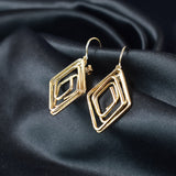 Diamound Shape Gold Plated Modern Design Earrings