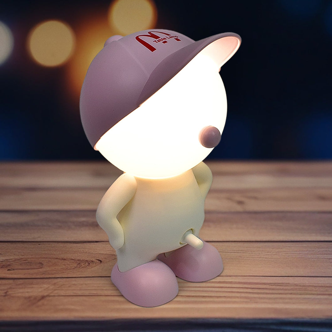 Cute Lovely Cartoon Design LED Desk Night Light With Plastic Head Cap (1 Pc)