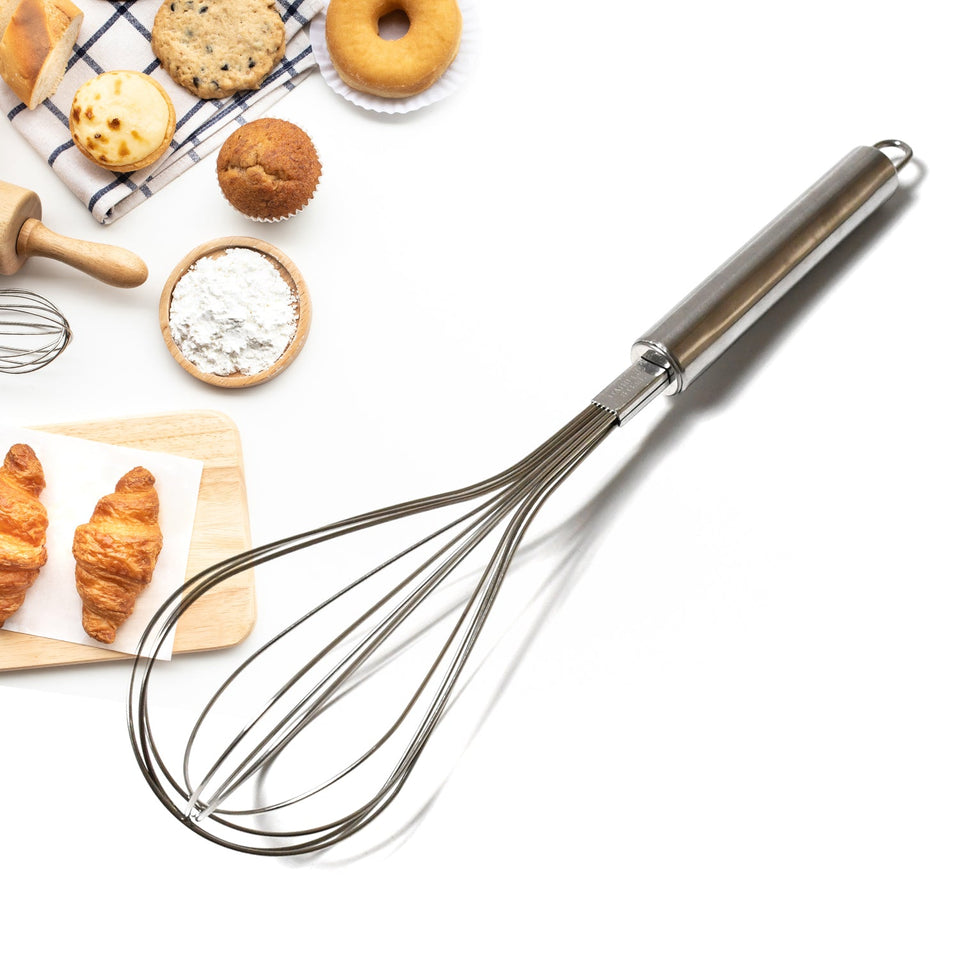 Kitchen Whisk, Stainless Steel Kitchen Tool Non-Scratch Best Stainless Steel Whisk for Perfect Metal Hand Whisk for Cooking Soup Whisking Spatula Tool Is a Great Kitchen Accessory or Gift (1 Pc / 29cm)