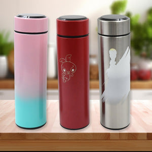 Printed Smart Vacuum Insulated Water Bottle with LED Temperature Display (1 Pc / 500 ML Approx / Multicolor / Mix Design )