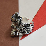 Silver Lion Head Ring