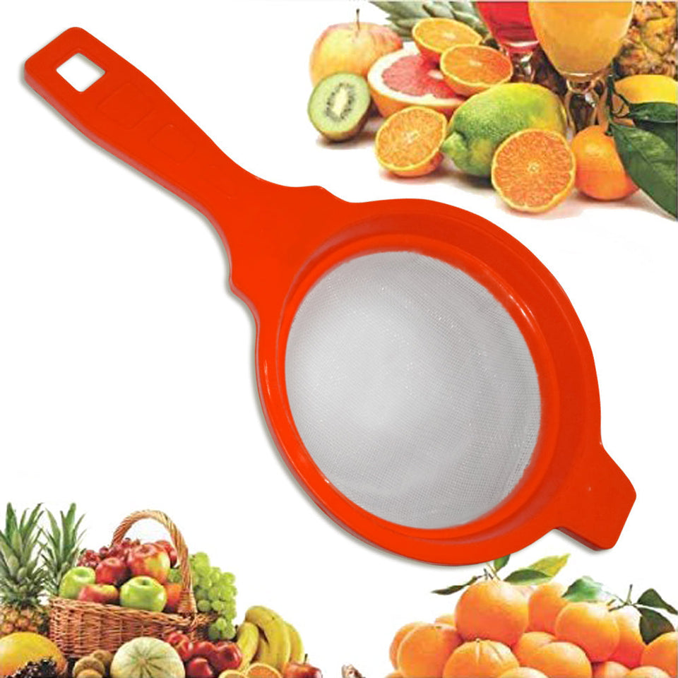 Colorful juice strainer, helps in separating juice from pulp.