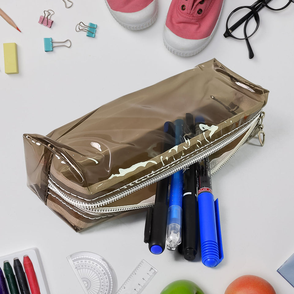 Plastic Transparent Pencil Pouch With Zipper (1 Pc)