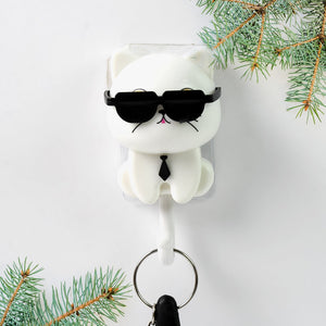 Cat Hook for Wall, Cute Cat Key Hook with Sunglasses (1 Pc)