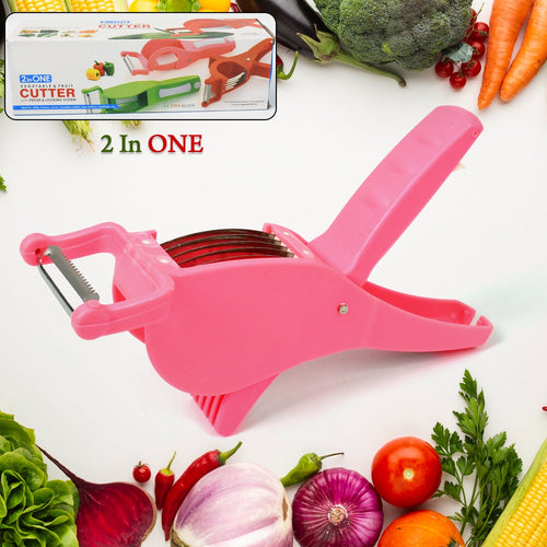 Plastic 2 in 1 Vegetable & Fruit Multi Cutter 5 Blade Vegetable Cutter with Peeler (1 Pc / Multicolor)