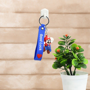 Cute Cartoon Silicone 3D Key Chain with Metal Hook & Strap (Pack of 1)