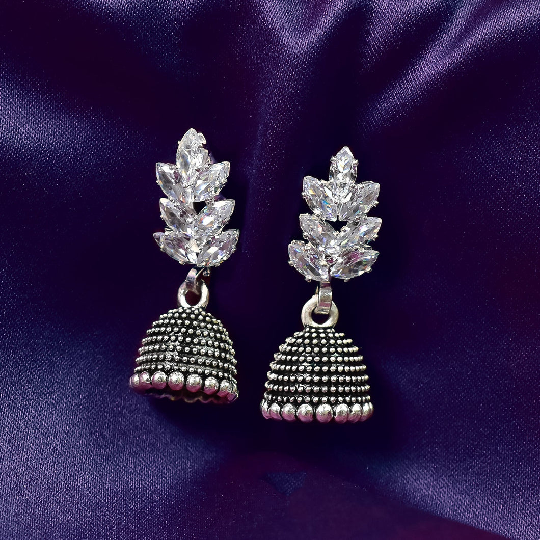 Silver-Toned Dome Shaped Jhumkas Earrings