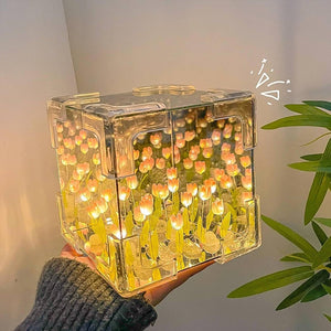 Cube Tulip Night Lamp | Led Decorative Nights Lamp (Multicolor & Design / 1 Set)