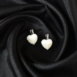 White Heart-Shaped Earring Set with Sparkling Gemstone Accents