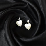 White Heart-Shaped Earring Set with Sparkling Gemstone Accents