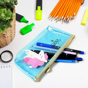 Transparent Unicorn Pencil Zip Pouch Bag (1 Pc)