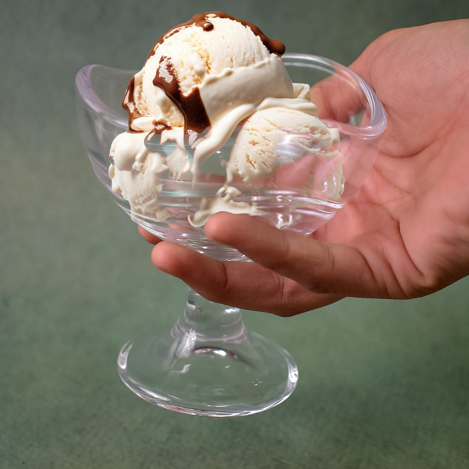 Glass Footed Dessert Bowl, Ice Cream Cup (2 Pcs Set)