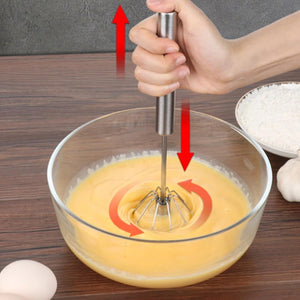 Medium Stainless Steel Egg Whisk, Hand Push Rotary Whisk Blender (1 Pc / 30 Cm)