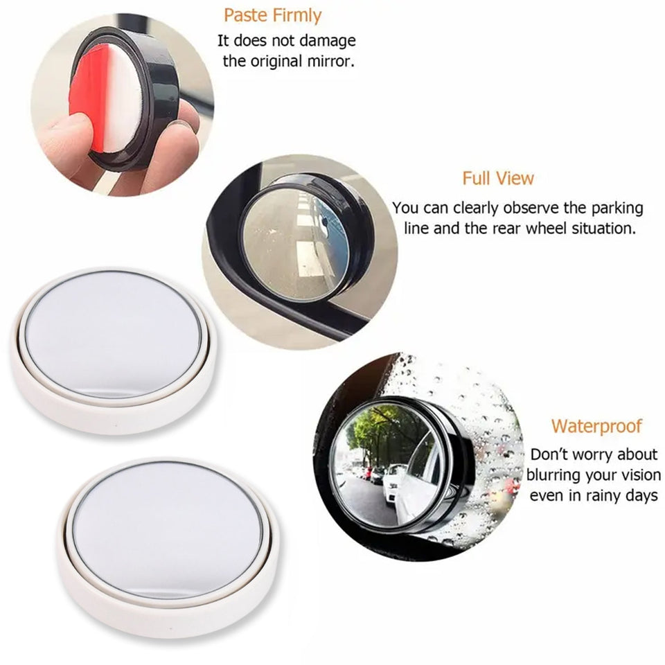 Car Blind Spot Side Mirror Round With Heavy Duty Plastic Spudger Pry Tool (2 Pcs Set)