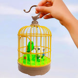 Sound Activated Chirping Bird in Hanging Cage, Beautiful Pinjra Bird Toy (1 Pc / Battery Not Operated)