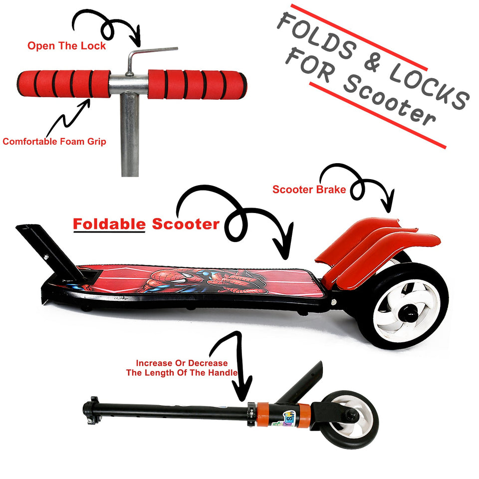 Basic Kids Ride On Leg Push Scooter for Boys and Girls (4 - 8 Years Old Kids) Foldable Scooter Cycle with Height Adjustment for Boys and Girls Multicolor (1 Pc / 3 Wheel) 