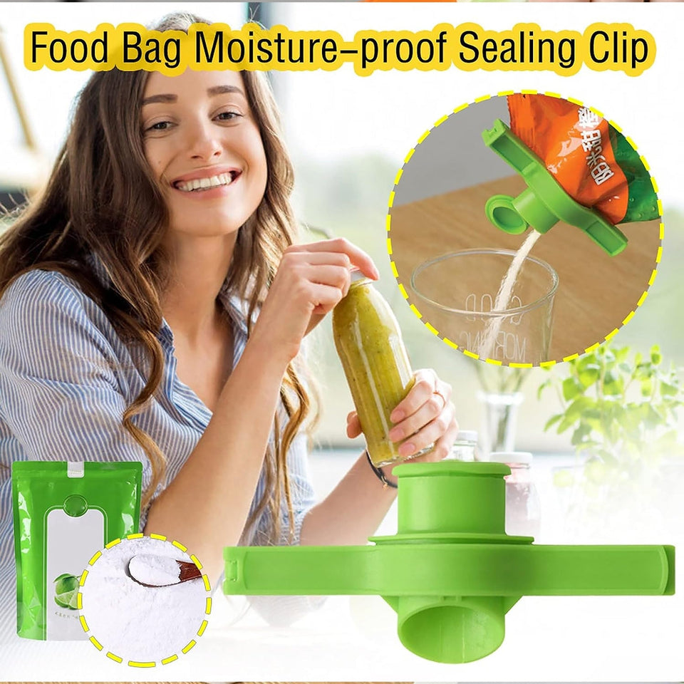 Food Storage Sealing Clip Solid Color Seal Pour Bag Clip Snack Bag Clip Food Bag Sealing Clip Sealing Clamp with Cap Kitchen Chip Bag Clips (1 Pc)